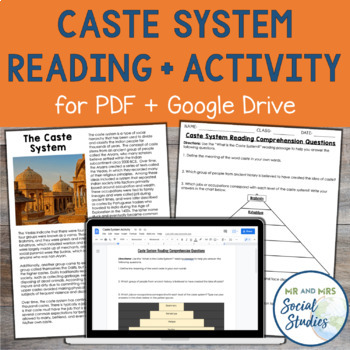 Preview of Ancient India Caste System Activity and Reading for Google Drive and PDF