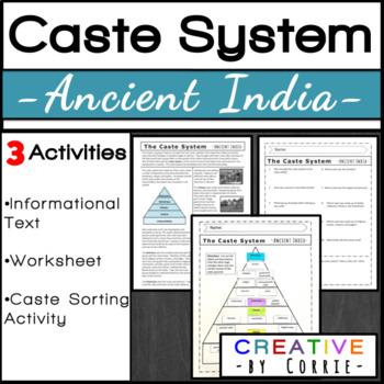 Preview of Ancient India Caste System: Informational Text, Worksheet, & Sorting Activity
