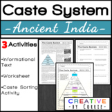 Ancient India Caste System: Informational Text, Worksheet,