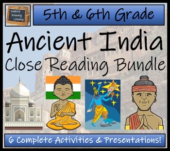 Preview of Ancient India Close Reading Comprehension Bundle | 5th Grade & 6th Grade