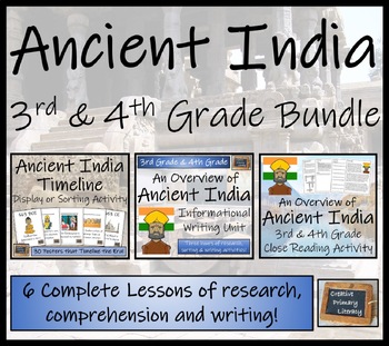 Preview of Ancient India Display Timeline Close Reading & Writing Bundle | 3rd & 4th Grade