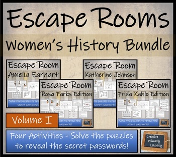 Preview of Womens History Escape Room Activity Bundle | 5th Grade & 6th Grade