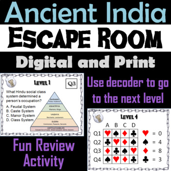 Preview of Ancient India Activity Escape Room (Buddhism, Hinduism, Chandragupta Maurya)