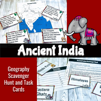 Preview of Ancient India Geography Scavenger Hunt and Task Cards - - Differentiated