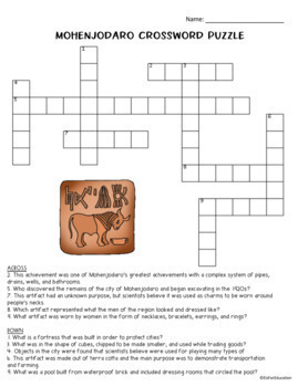 Ancient India Indus River Valley Activity FREE Crossword Puzzle