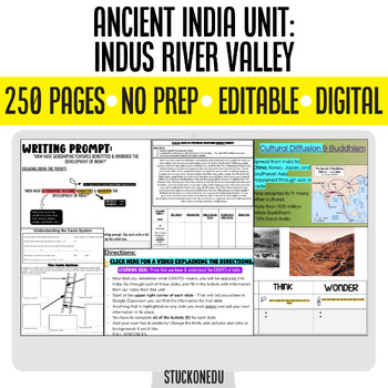 Preview of Ancient India Indus River Valley Social Studies Unit Editable Digital