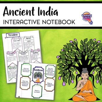 Preview of Ancient India Interactive Notebook Unit 6th Grade INB Hinduism Buddhism