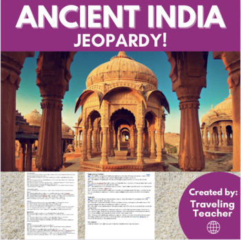 Preview of Ancient India Jeopardy and Review: Activities + Answer Key