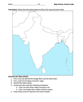 Ancient India Map Worksheets Teaching Resources Tpt