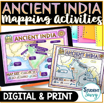 Preview of Ancient India Map Activity World Mapping Skills Google Slides Mapping Project