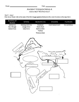 Preview of Ancient India Map Worksheet (Ancient Hisstory)