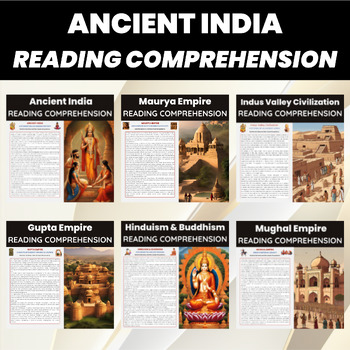 Preview of Ancient India Reading Comprehension Worksheets Bundle