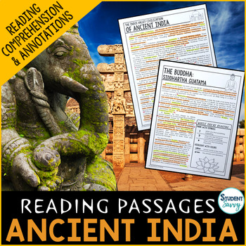 Preview of Ancient India Reading Comprehension Passages Questions Annotations Activity