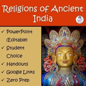 Preview of Religions of Ancient India: Hinduism & Buddhism, Student Choice Lesson Editable