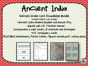 Preview of Ancient India Second Grade Core Knowledge Bundle with work samples