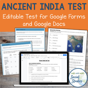 Preview of Ancient India Test for Google Drive | Study Guide and Unit Assessment