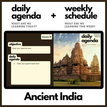 Preview of Ancient India Themed Daily Agenda + Weekly Schedule for Google Slides