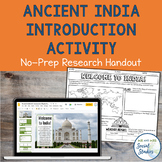Ancient India Unit Introduction Research Activity | Worksh