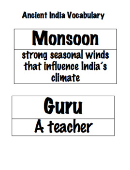 Preview of Ancient India Vocabulary