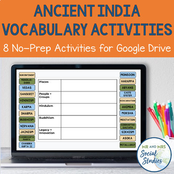 Preview of Ancient India Vocabulary Activities for Google Drive