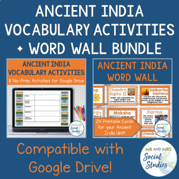 Preview of Ancient India Vocabulary Activity Set and Word Wall Bundle