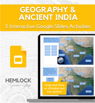 Preview of Ancient India and Geography - drag-and-drop, labeling maps in Slides