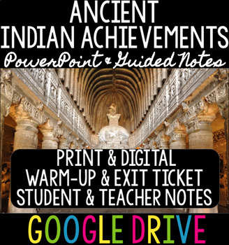 Preview of Ancient Indian Achievements - PowerPoint, Teacher & Guided Notes, Exit Ticket