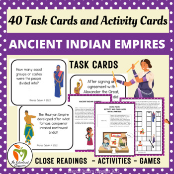 Preview of Ancient Indian Empires - Mauryan and Gupta Task Cards with Activities and Games