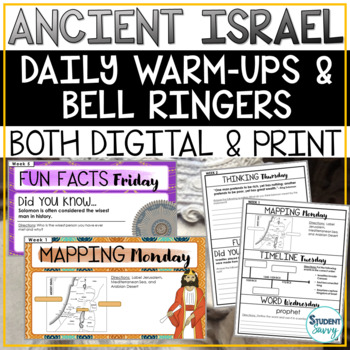 Preview of Ancient Israel Bell Ringers - Warm Ups - Morning Work -  Map Timeline Activities