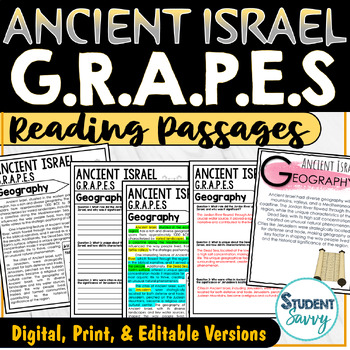 Preview of Ancient Israel GRAPES Activities Reading Passages Geography Economy Religion