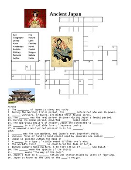 Preview of Ancient Japan Crossword or Web Quest