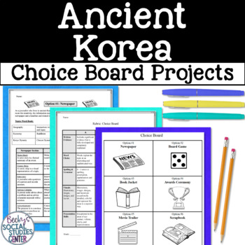 Preview of Ancient Korea Kingdoms of Silla, Koguryo, and Paekche Choice Board Projects