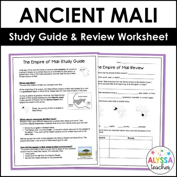 Preview of Ancient Mali Study Guide and Review Worksheet (VA SOL)