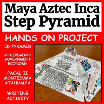 Preview of Ancient Maya Aztec Inca Pyramid Project Mesoamerica Craft Activity - Print & Go