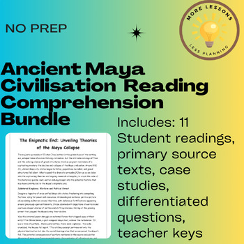 Preview of Ancient Maya Civilization: Mayan Reading Comprehension Worksheet Bundle