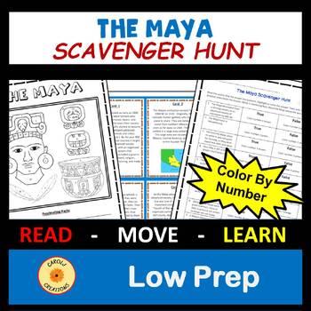 Preview of Ancient Maya Civilization Scavenger Hunt with Color By Code and Easel Versions