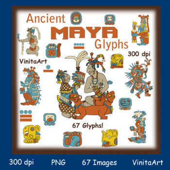Preview of Ancient Maya glyphs, pictographs, Maya civilization clip art