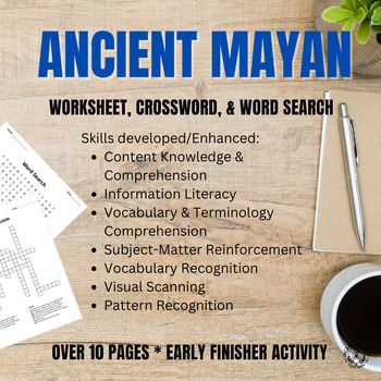 Preview of Ancient Mayan Crossword Puzzle, Word Search & Worksheet: Early Finisher Activity