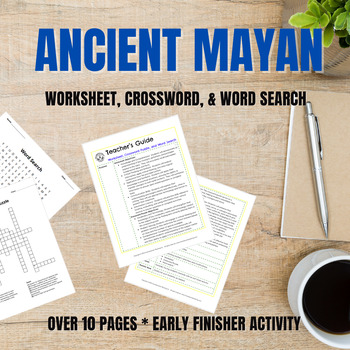 Ancient Mayan Crossword Puzzle Word Search Worksheet: Early Finisher