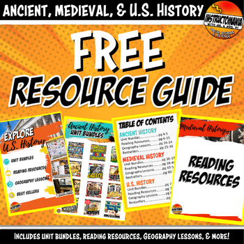 Preview of Ancient, Medieval, & U.S. History Free Resource Guide