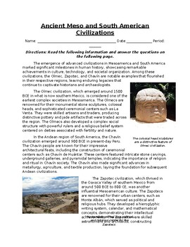 Preview of Ancient Meso and South American Civilizations: Text, Images, and Assessment