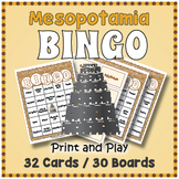 Ancient Mesopotamia BINGO & Memory Matching Card Game Activity