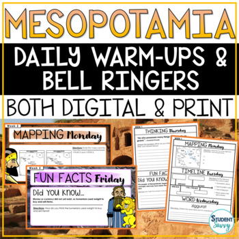 Preview of Ancient Mesopotamia Bell Ringers - Warm Ups - Morning Work - Mapping Timeline