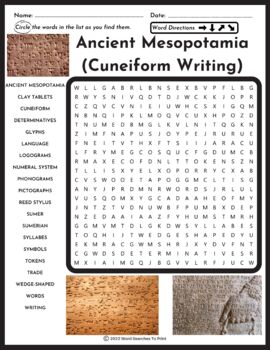 Preview of Ancient Mesopotamia - Cuneiform Writing Word Search Puzzle
