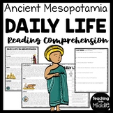 Ancient Mesopotamia Daily Life Reading Comprehension Worksheet