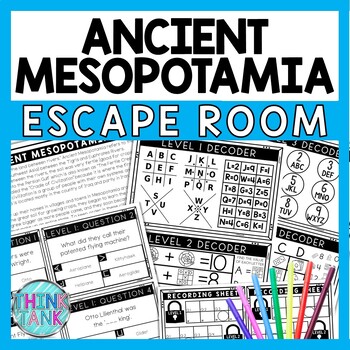 Preview of Ancient Mesopotamia Escape Room - Task Cards - Reading Comprehension