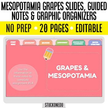 Preview of Ancient Mesopotamia GRAPES Guided Notes Slides Graphic Organizers Editable