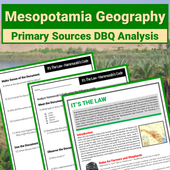 Preview of Ancient Mesopotamia Hammurabi's Code Farming Laws Primary Source DBQ Activity
