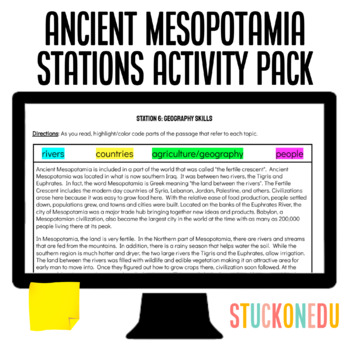 Preview of Ancient Mesopotamia Hammurabi Learning Stations Activity