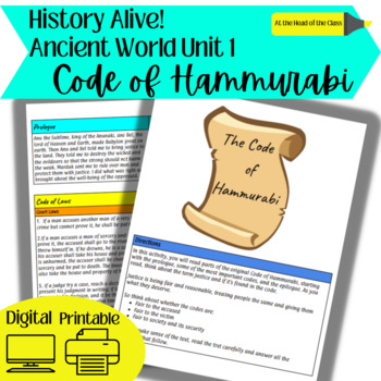 Preview of Ancient Mesopotamia Hammurabi's Code Reading Comprehension Code of Hammurabi